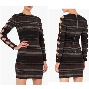 Ted Baker Lurex Stripe Bow Detail BodyCon Dress Sz: Ted2/US6 NWT